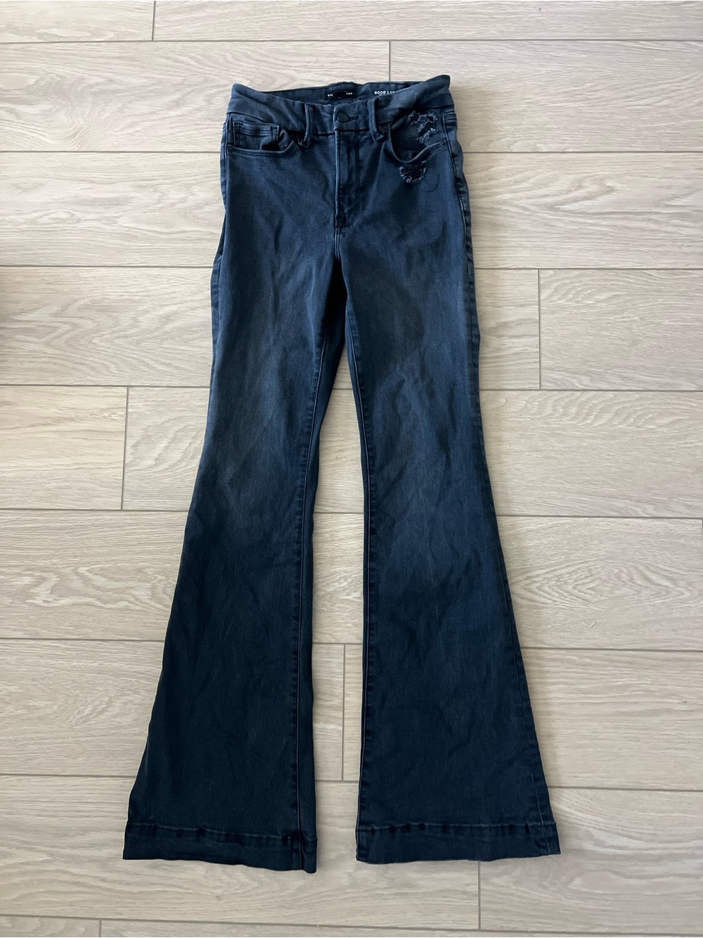 Good American good legs always fits flare jeans size 00-4 black